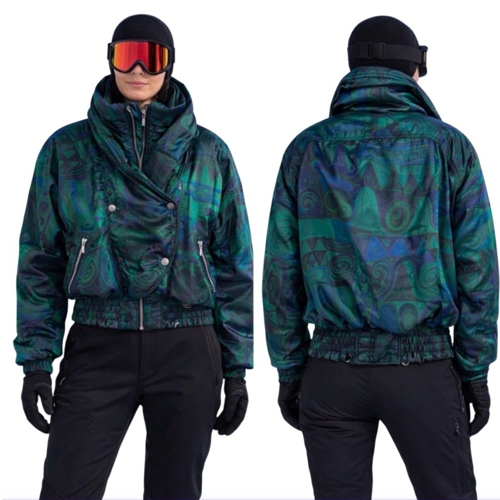 Vintage Nils Ski Parka 90’s Blue/Green Down Fill Sz 8 Oversized Winter Warm Y2K